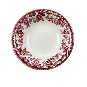 spode delamere cranberry red transferware soup bowls 8 piece set 7.75" vintage